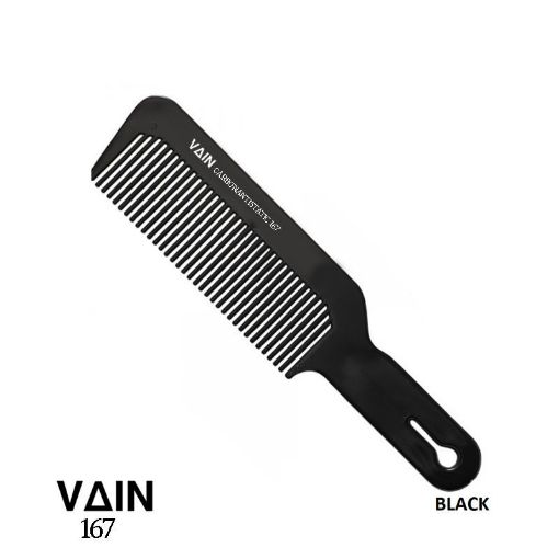 Picture of VAIN Haircut Comb Flat Head Carbon Anti-Static Fiber Ultrathin Black (167 B)