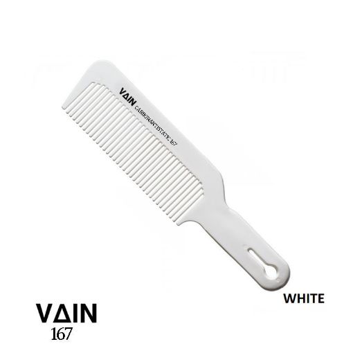 Picture of VAIN Haircut Comb Flat Head Carbon Anti-Static Fiber Ultrathin - White (167)