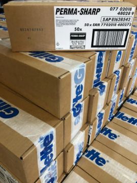 Show details for Perma Sharp Single Edge Blade - FULL  BOX ( 50 x 100 Blades) Picture of Perma Sharp Single Edge Blade - FULL  BOX ( 50 x 100 Blades)